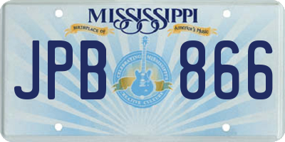 MS license plate JPB866