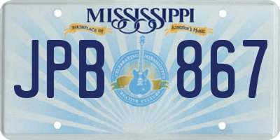 MS license plate JPB867