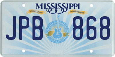MS license plate JPB868