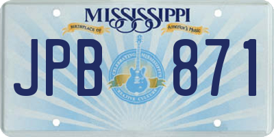 MS license plate JPB871