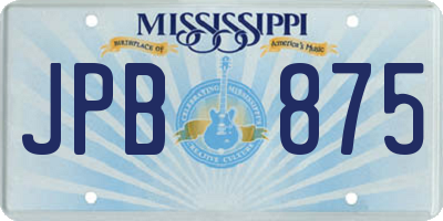 MS license plate JPB875