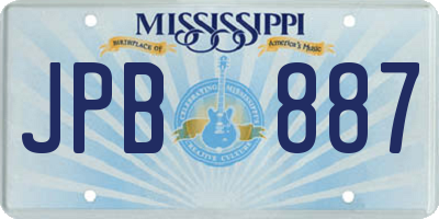 MS license plate JPB887