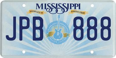 MS license plate JPB888