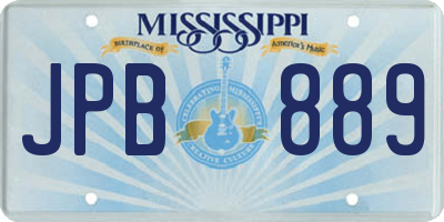 MS license plate JPB889