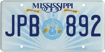 MS license plate JPB892