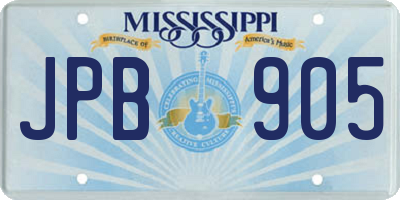 MS license plate JPB905