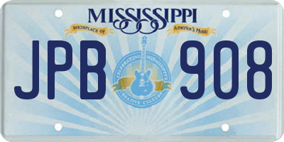 MS license plate JPB908
