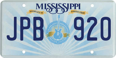 MS license plate JPB920