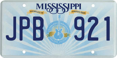 MS license plate JPB921