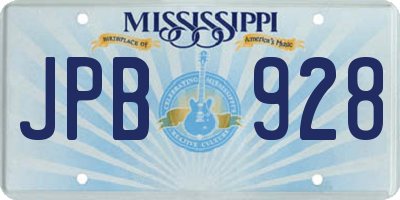 MS license plate JPB928