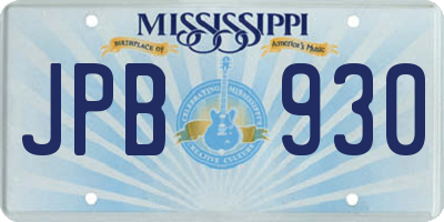 MS license plate JPB930