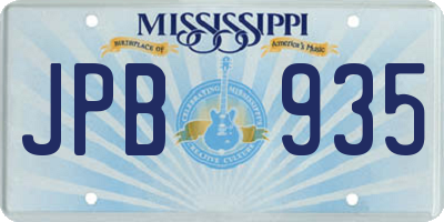 MS license plate JPB935
