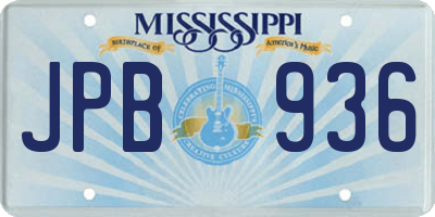 MS license plate JPB936