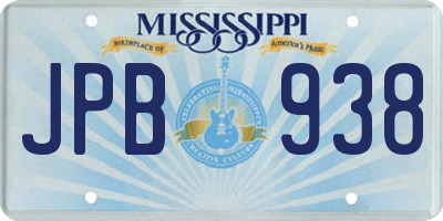 MS license plate JPB938