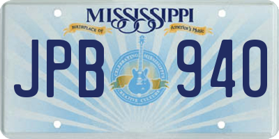 MS license plate JPB940