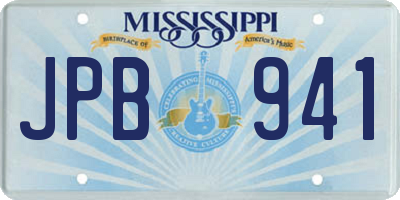 MS license plate JPB941