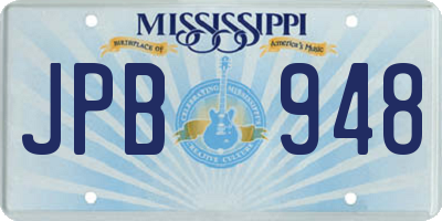 MS license plate JPB948