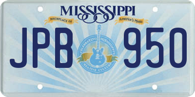 MS license plate JPB950