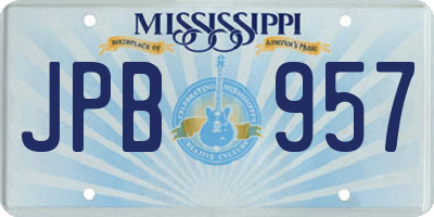 MS license plate JPB957
