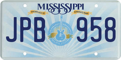 MS license plate JPB958