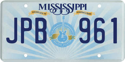 MS license plate JPB961