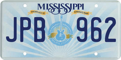 MS license plate JPB962