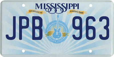 MS license plate JPB963