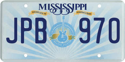 MS license plate JPB970