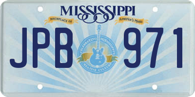 MS license plate JPB971