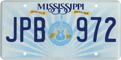 MS license plate JPB972