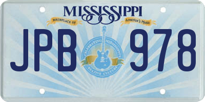 MS license plate JPB978