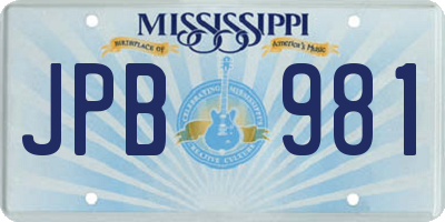 MS license plate JPB981