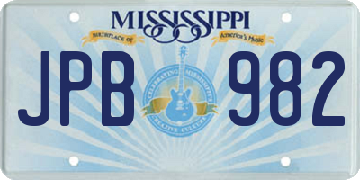 MS license plate JPB982