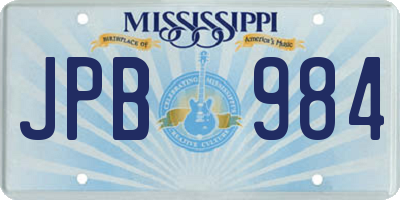 MS license plate JPB984
