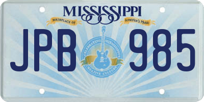 MS license plate JPB985
