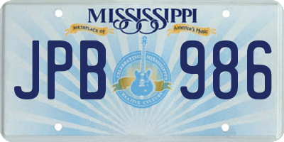 MS license plate JPB986