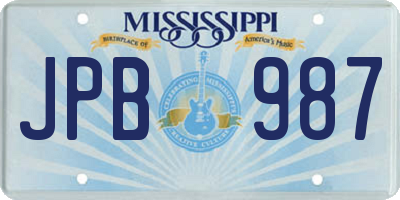 MS license plate JPB987