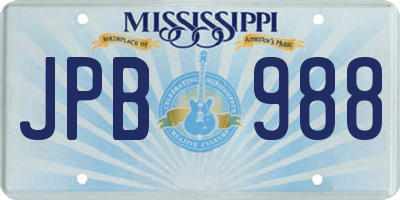 MS license plate JPB988
