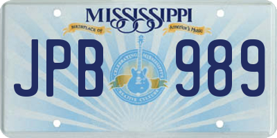 MS license plate JPB989