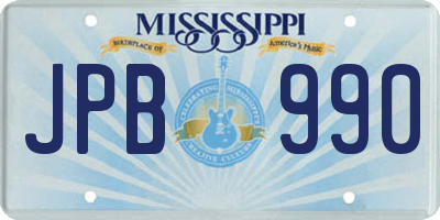 MS license plate JPB990