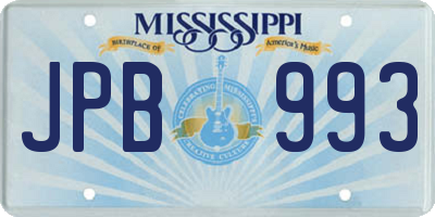 MS license plate JPB993