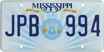 MS license plate JPB994