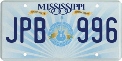 MS license plate JPB996