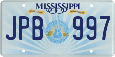 MS license plate JPB997