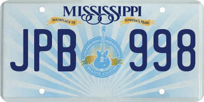 MS license plate JPB998