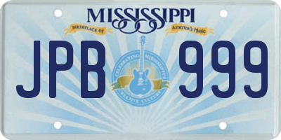 MS license plate JPB999