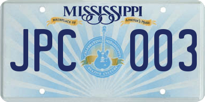 MS license plate JPC003