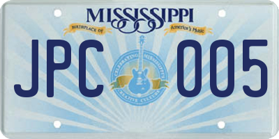 MS license plate JPC005
