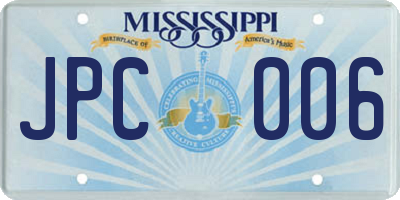 MS license plate JPC006