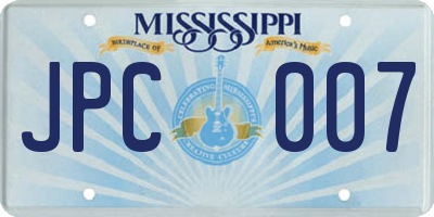MS license plate JPC007